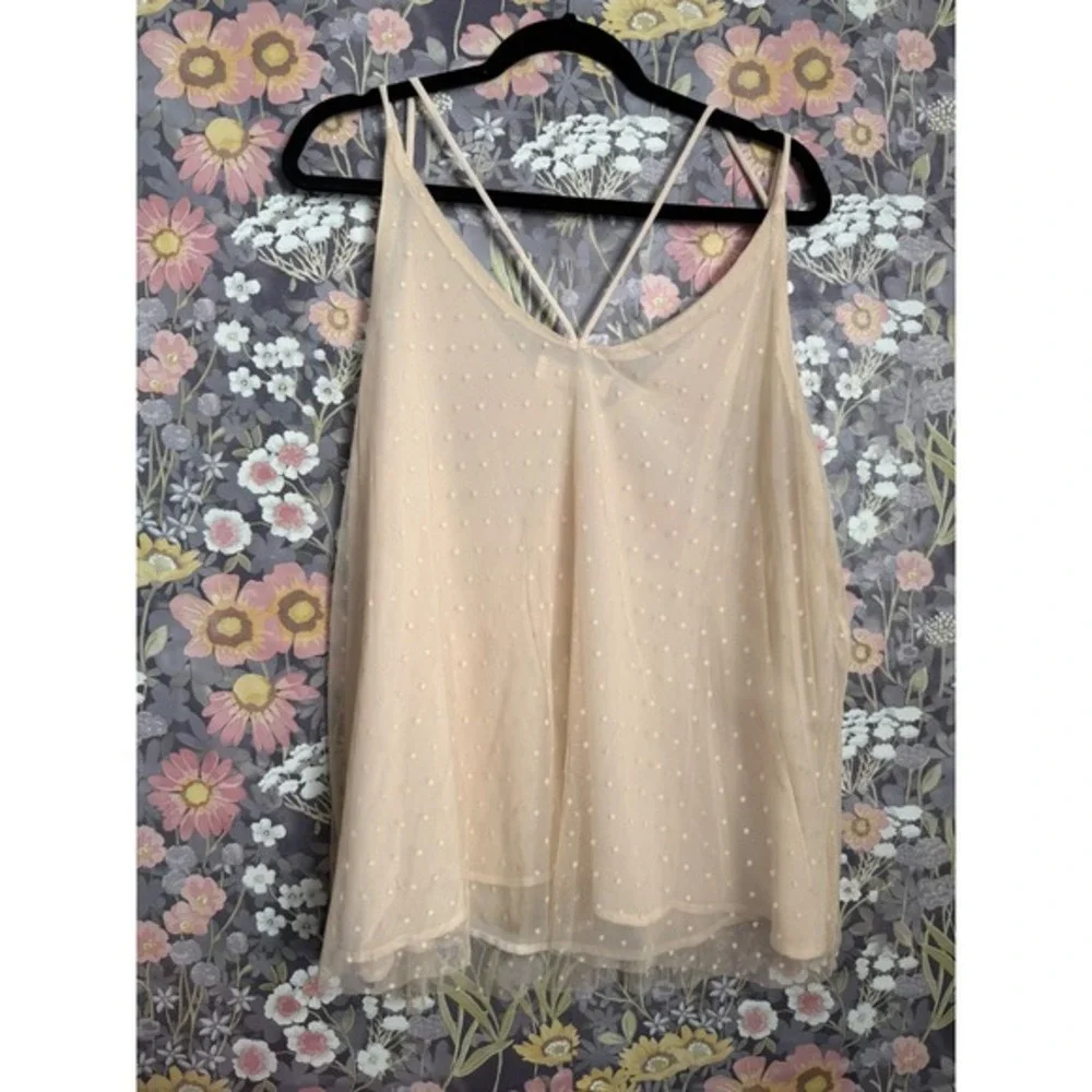 A Beautiful Soul Embroidered Floral Mesh Cami Top Dot Strappy Siza A - Picture 3 of 6